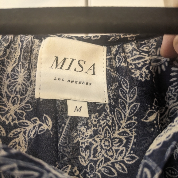 Misa Los Angeles Coco Blue Ruffle Sleeve Floral Dress. Medium - Picture 4 of 6